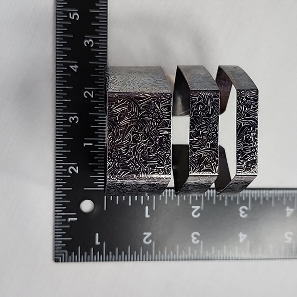 2) Gunmetal and Rose Gold Open Cuff Embossed Bracelet New - Picture 5 of 6